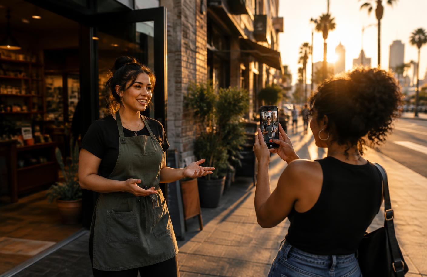 A Phoenix business owner creating local social content